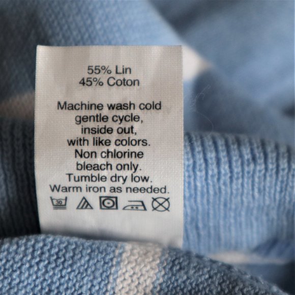 J Crew Light Blue and White Striped 3/4  Sleeve Top - Picture 7 of 7